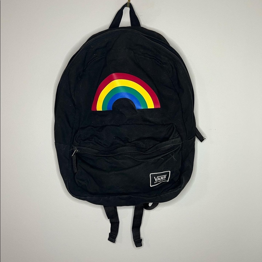 Vans Black Backpack with Rainbow Design